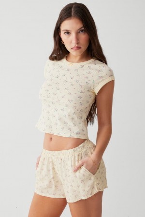 Frankies Bikinis Archie Floral Cotton Tee Buttercup Bouquet | 054693DCI