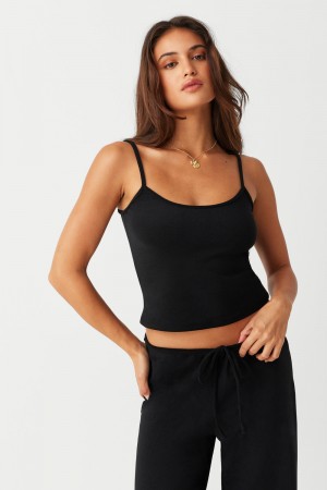 Frankies Bikinis Butterfly Terry Tank Siyah | 153928NQP