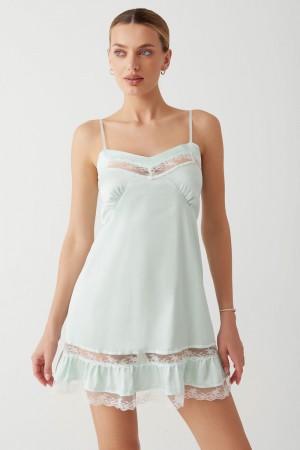 Frankies Bikinis Carson Satin Mini Dress Pistachio | 912756XQW