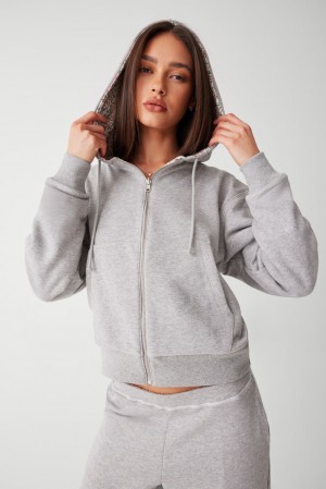 Frankies Bikinis Casper Zip Up Hoodie Gri | 238740KJD