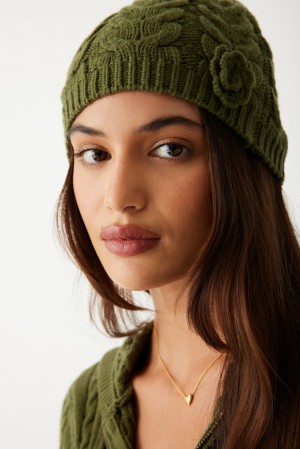 Frankies Bikinis Cece Cable Cloud Knit Beanie Yeşil | 615392WCT