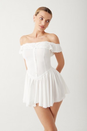 Frankies Bikinis Charli Mini Dress Beyaz | 183097JUF