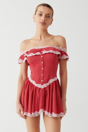 Frankies Bikinis Charli Mini Dress Scarlet Dot | 567349MQI