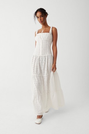 Frankies Bikinis Christabelle Eyelet Maxi Dress Angel's Wing | 927065EZS