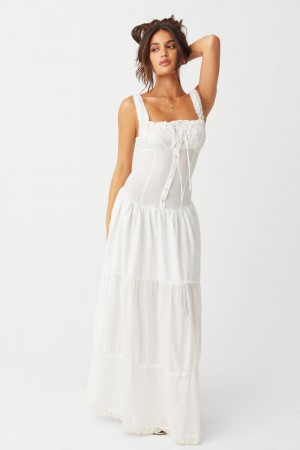 Frankies Bikinis Christabelle Ruffle Maxi Dress Sunrose | 632948ZEL
