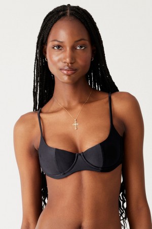 Frankies Bikinis Cola Underwire Bikini Top Siyah | 754816QUZ