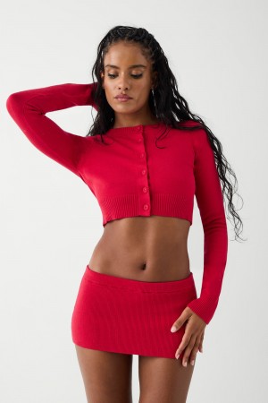Frankies Bikinis Danny Cloud Knit Cropped Cardigan Burning Love | 058961PVI