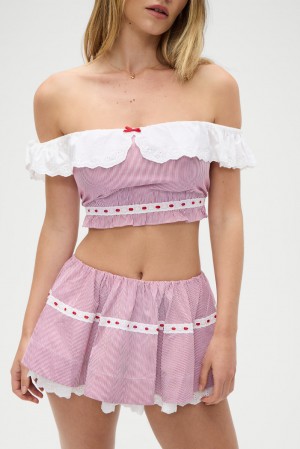 Frankies Bikinis Darling Striped Cropped Shirt Peppermint | 049731TDJ