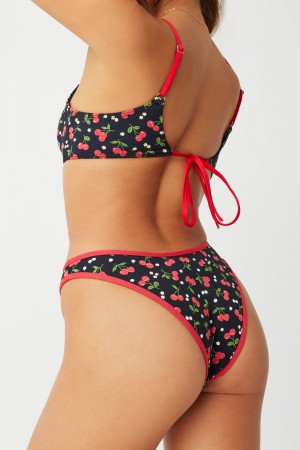 Frankies Bikinis Dove Classic Bikini Bottom Cherry Hearts | 253069HAX