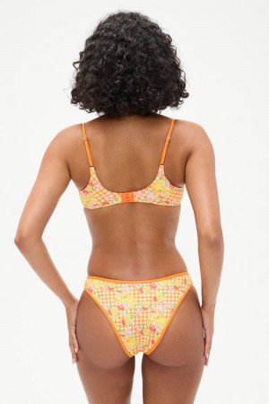 Frankies Bikinis Dove Floral Classic Bikini Bottom Marigold Gingham | 097265NEB