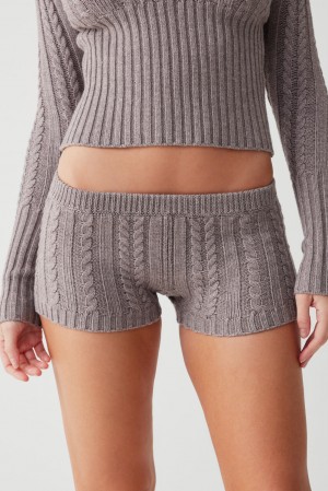 Frankies Bikinis Evermore Cable Cloud Knit Micro Short Koyu | 908623ZWV