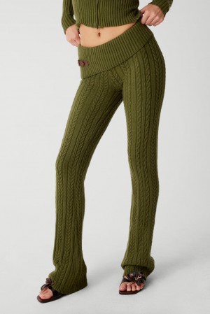 Frankies Bikinis Fleur Cable Cloud Knit Pant Yeşil | 619530MLN