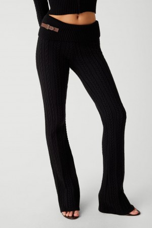 Frankies Bikinis Fleur Cable Cloud Knit Pant Siyah | 284053AGC