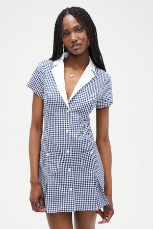 Frankies Bikinis Garden Gingham Mini Dress Seaside Gingham | 628105YOA