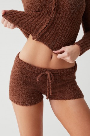 Frankies Bikinis Harlowe Fuzzy Mini Short Çikolata | 607459ODP