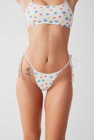 Frankies Bikinis Hazel Floral Skimpy Bikini Bottom Water Blossom | 549036CTI