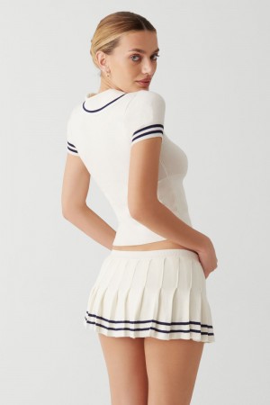 Frankies Bikinis Honeymoon Knit Pleated Skort Sugar | 527108OXE