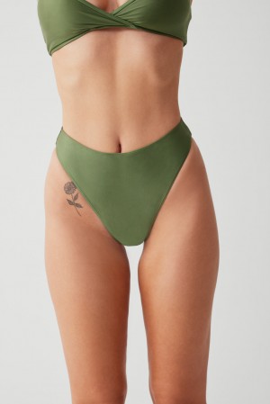 Frankies Bikinis Laura High Waist Cheeky Bikini Bottom Sea Moss | 680491YOA