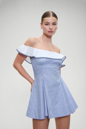 Frankies Bikinis Lilah Striped Mini Dress Midnight Stripe | 815432COB