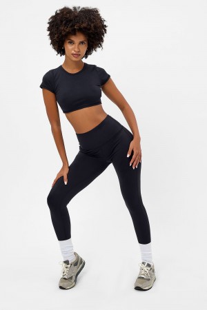 Frankies Bikinis Lively High Waist Legging Siyah | 619852EFA