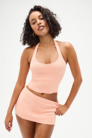 Frankies Bikinis Marialla Cloud Knit Halter Top Sweet Tea | 018426GEU