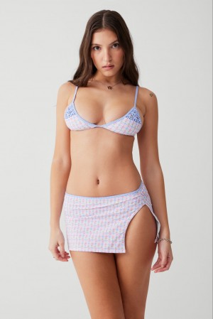 Frankies Bikinis Marly Plaid Mini Skirt Pembe | 276834TYL