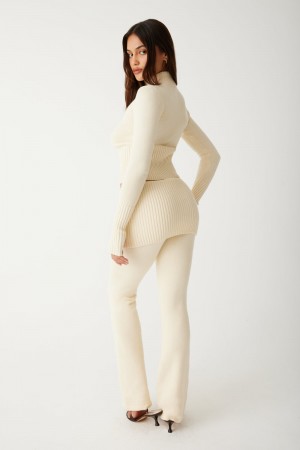 Frankies Bikinis Mason Cloud Knit Flare Pant French Vanilla | 614507UWR