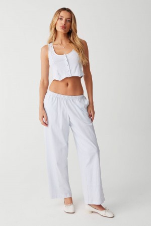 Frankies Bikinis Nantucket Striped Cotton Pant Sleepy Stripe | 682417IEJ