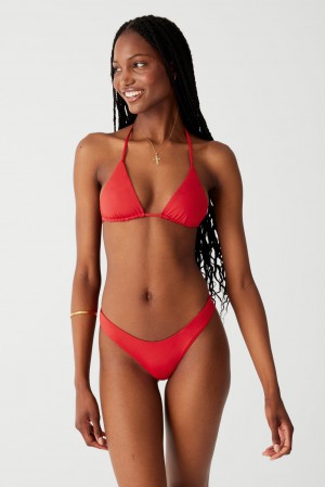 Frankies Bikinis Nick String Triangle Bikini Top Kırmızı | 217463USM
