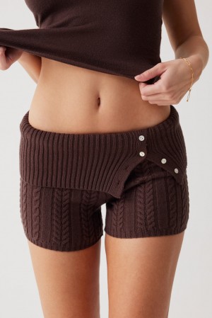 Frankies Bikinis Nolan Cable Cloud Knit Mini Short Mocha | 613042ZTU