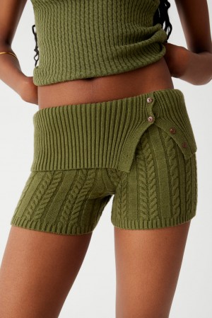 Frankies Bikinis Nolan Cable Cloud Knit Mini Short Yeşil | 193706ZVM