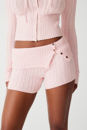 Frankies Bikinis Nolan Cable Cloud Knit Mini Short Pembe | 128906BKP