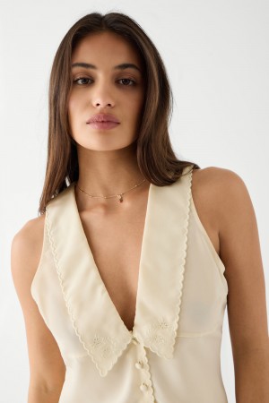 Frankies Bikinis Priscilla Blouse Macadamia | 037924PQH