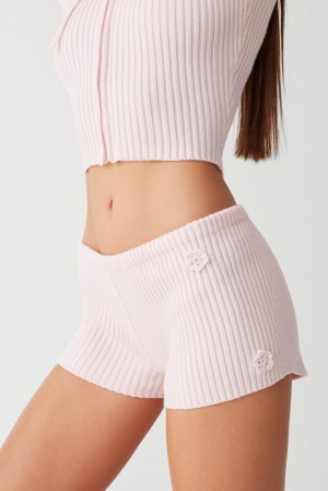 Frankies Bikinis Providence Cloud Knit Mini Short Pembe | 285430HMX