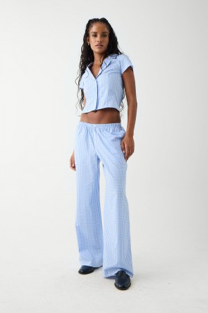Frankies Bikinis Raleigh Cotton Pant Cloud Gingham | 312058OKP