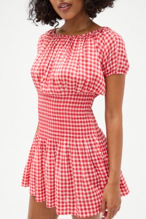Frankies Bikinis Sadie Gingham Mini Dress Cherry Gingham | 261943LXS