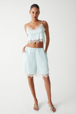 Frankies Bikinis Snuggle Satin Capri Short Pistachio | 850194OID