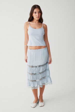 Frankies Bikinis Solstice Midi Skirt Mavi | 180247UIJ