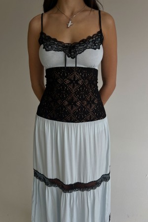 Frankies Bikinis Vineyard Crochet Maxi Dress Moonlight | 214960MPY